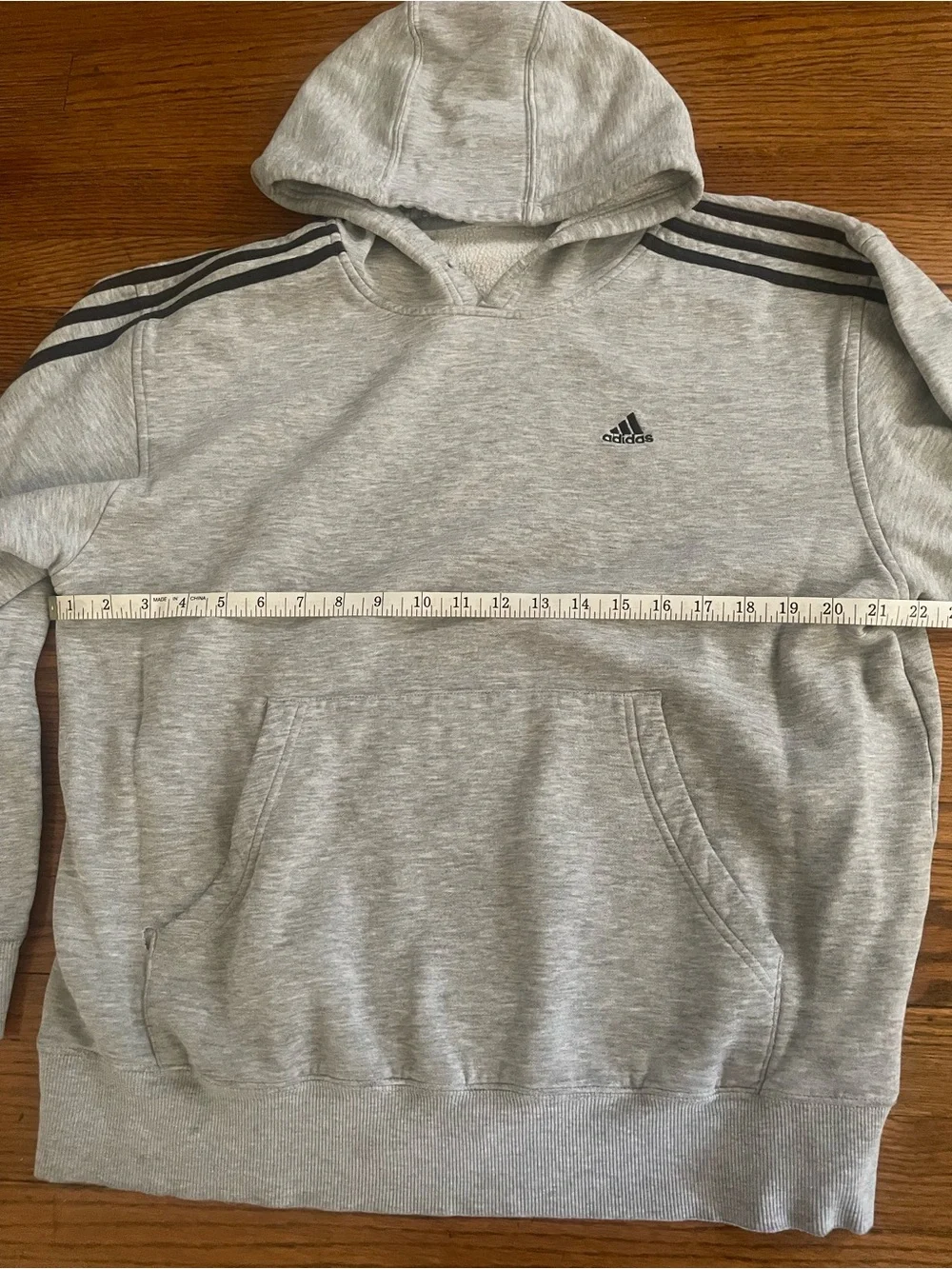 Vintage Y2K Oversized Adidas Classic Basic Gray Pullover Hooded Sweatshirt